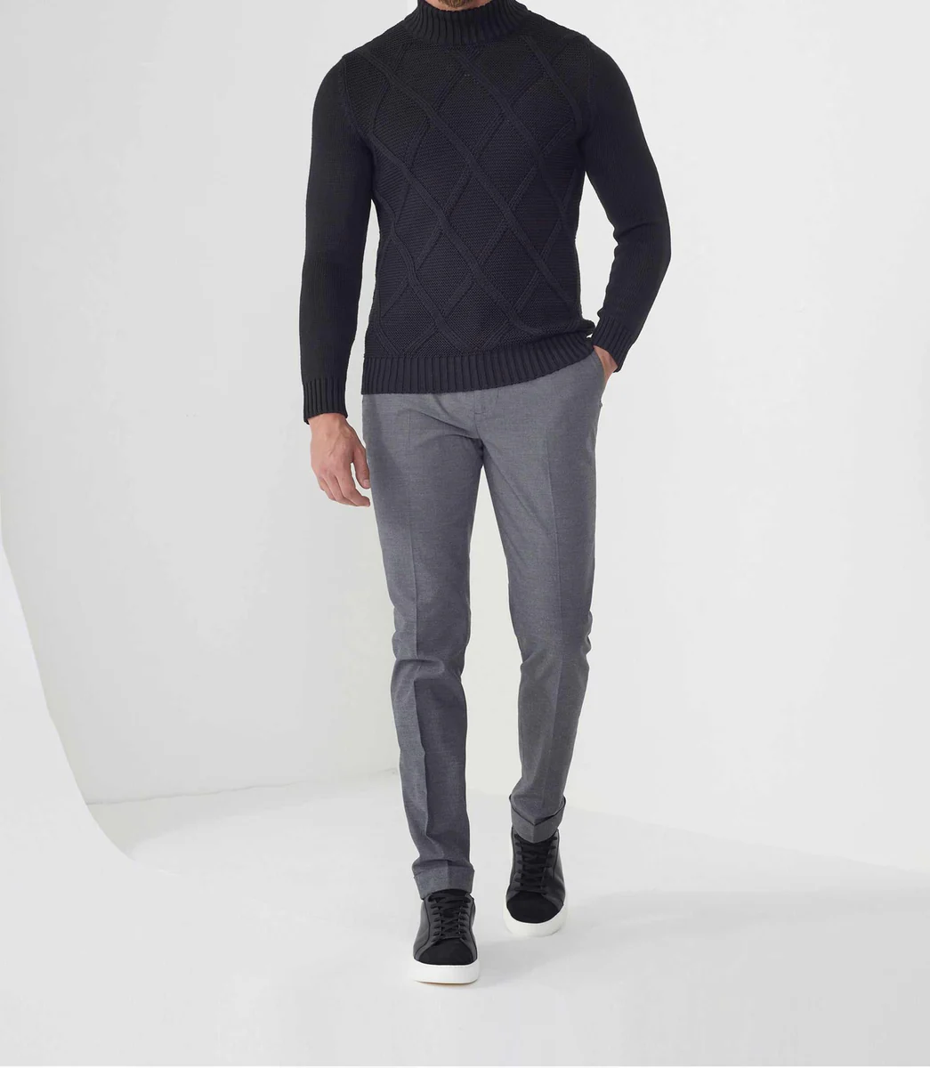 Pull col montant laine noir 