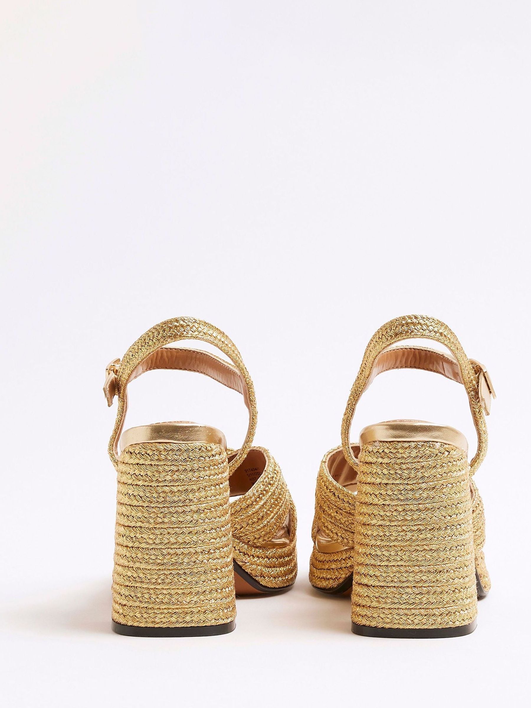 River Island Raffia Platform Heeled Sandals