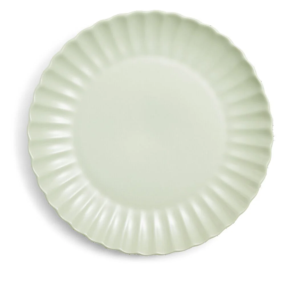 Assiette plate Venise rebord ondulé faïence vert sauge Ø26cm