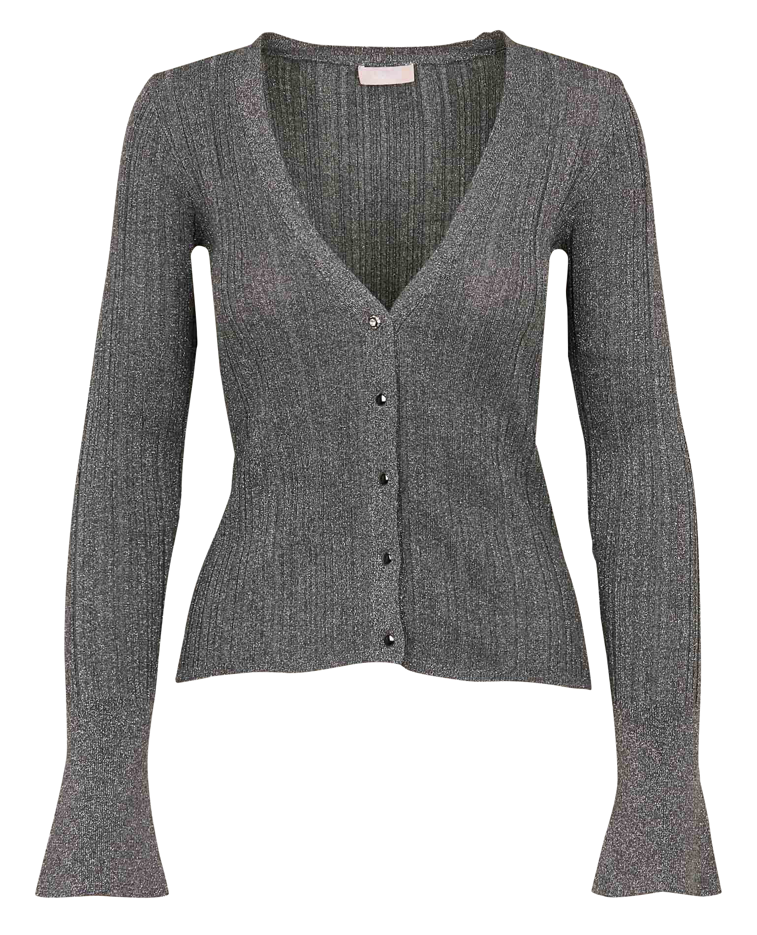 Cardigan col V ajusté en maille | Gris
