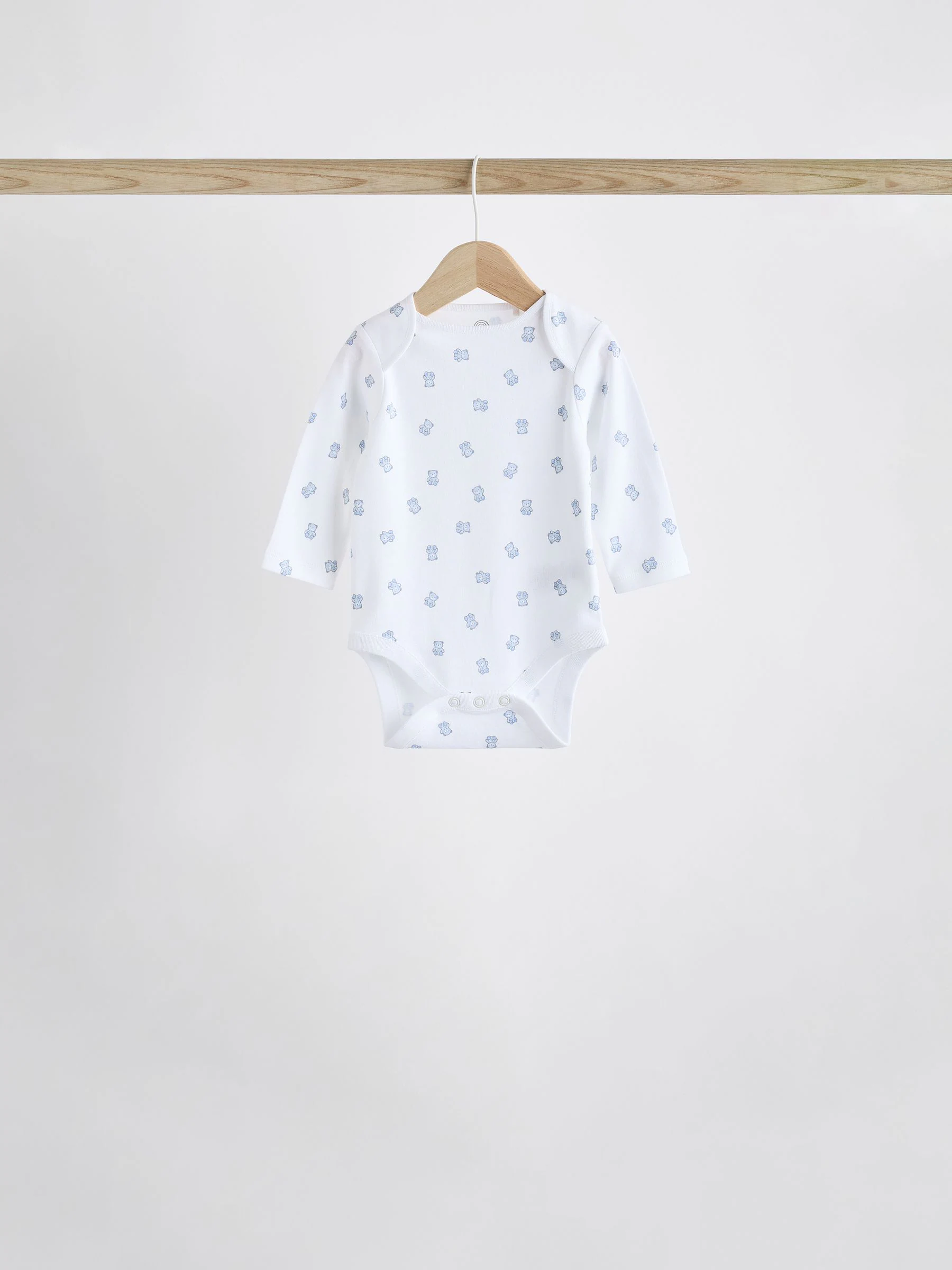 Blauw - Babyrompertjes met beer en lange mouwen