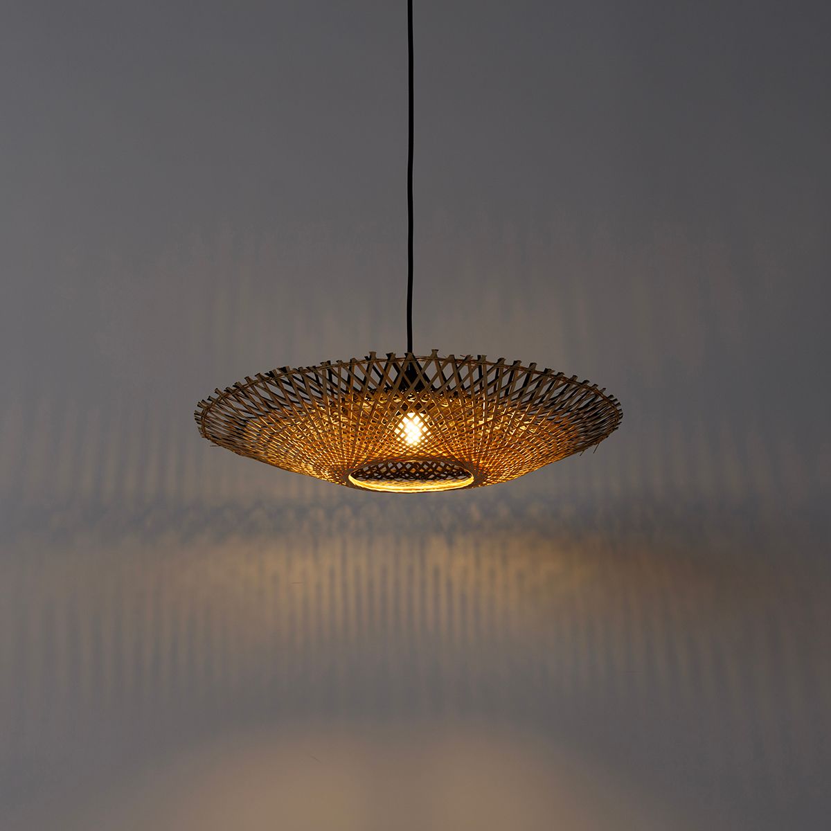 Oosterse hanglamp zwart met bamboe 50cm - Rina