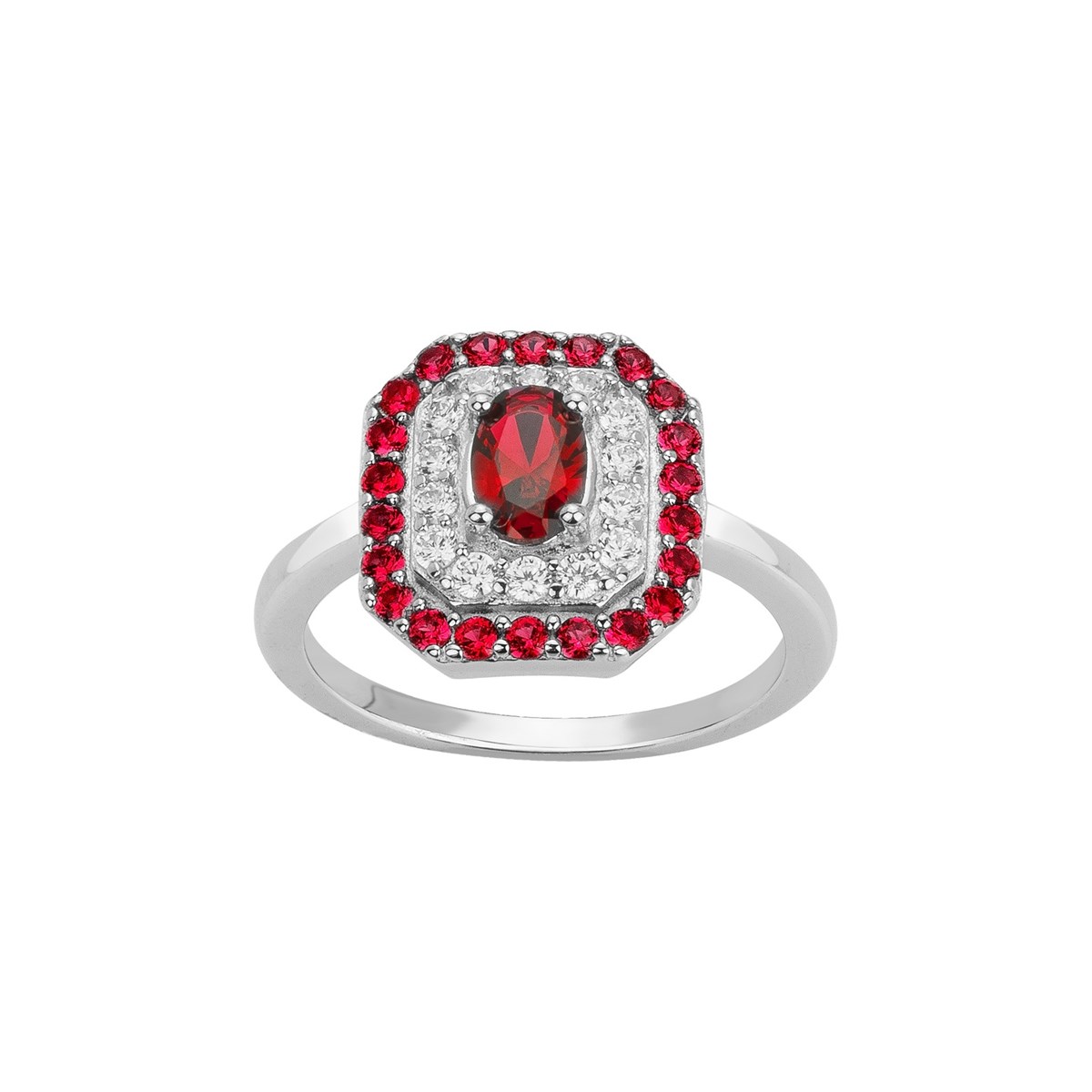 Bague en Argent avec spinelle rouge rubis
