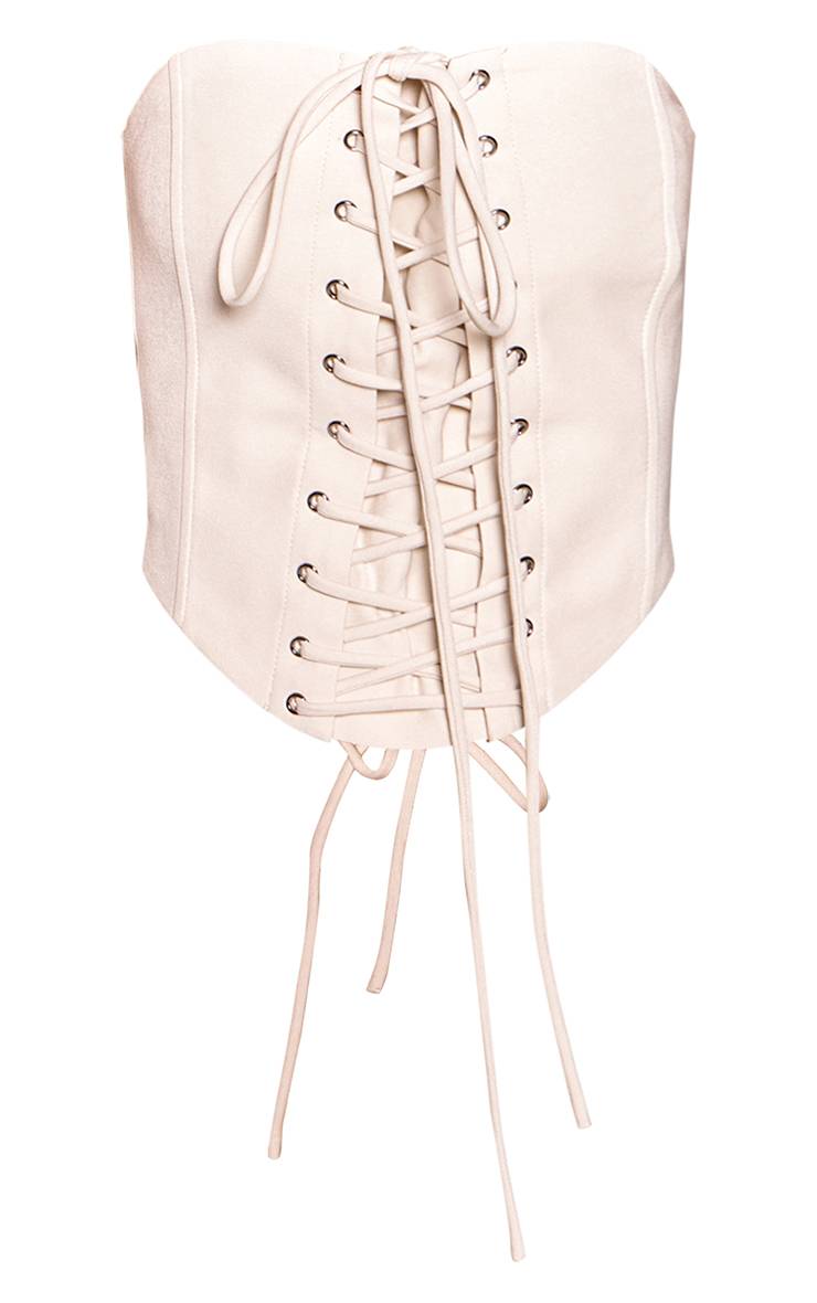 Crème Top Corset Bandeau Tissé Petite Avec Détail À Laçage