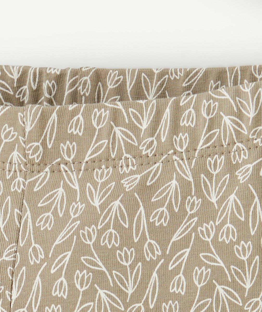 LEGGING FILLE EN COTON BIOLOGIQUE VERT IMPRIMÉ FLEURI BLANC
