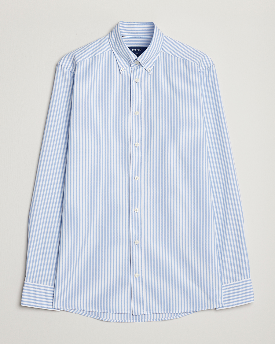 Eton Slim Fit Royal Oxford Stripe Button Down Light Blue