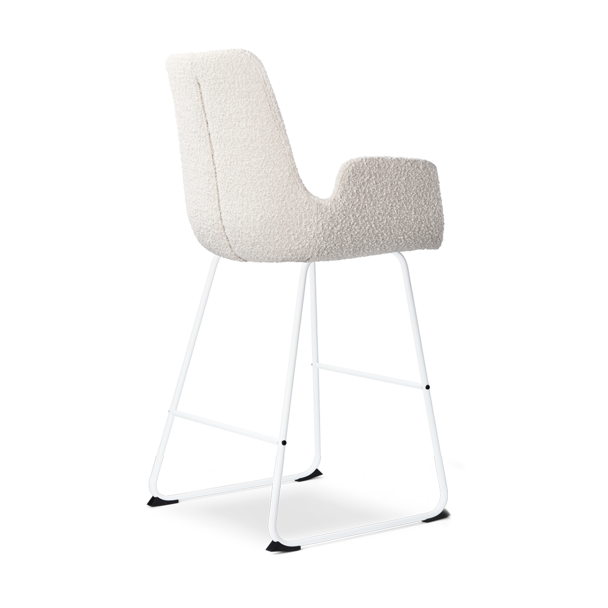 Barkruk Nino-Eef bouclé beige - wit onderstel - 65 cm