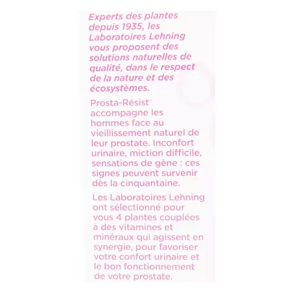 Suplemento alimentar Lehning Prosta Resist, 60 comprimidos