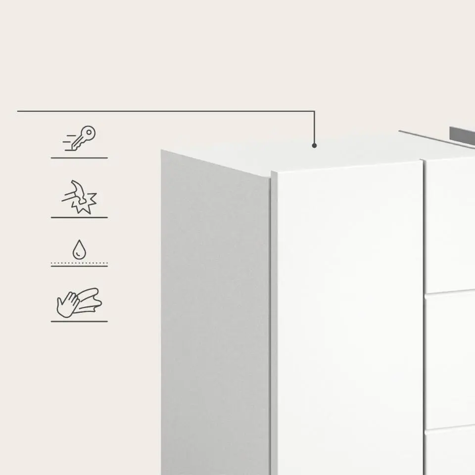 Hioshop Vira wastafel 3 deuren- 5 lades wit hoogglans- wit