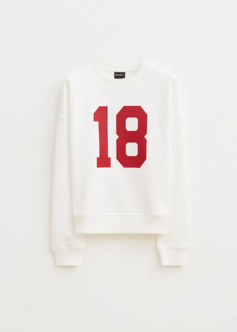 Sweater met cijferprint off-white (WIT.O)
