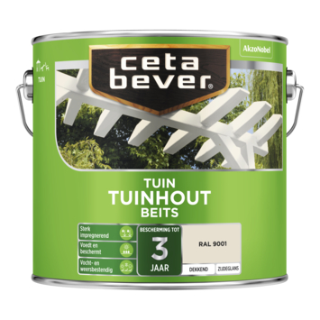 CetaBever Tuinhoutbeits dekkend RAL 9001 zijdeglans 2,5 L