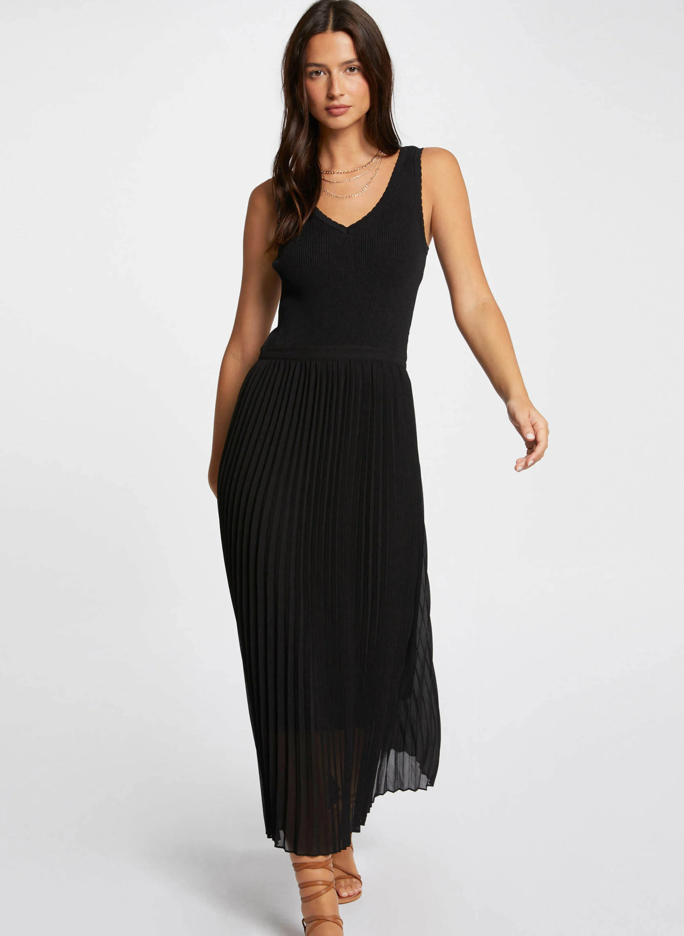 RMLISS - Robe tricot longue cintrée| Noir