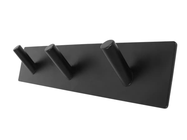 HOME It® selvklæbende knagerække med 3 kroge i rustfrit stål 20 x 4 cm matsort