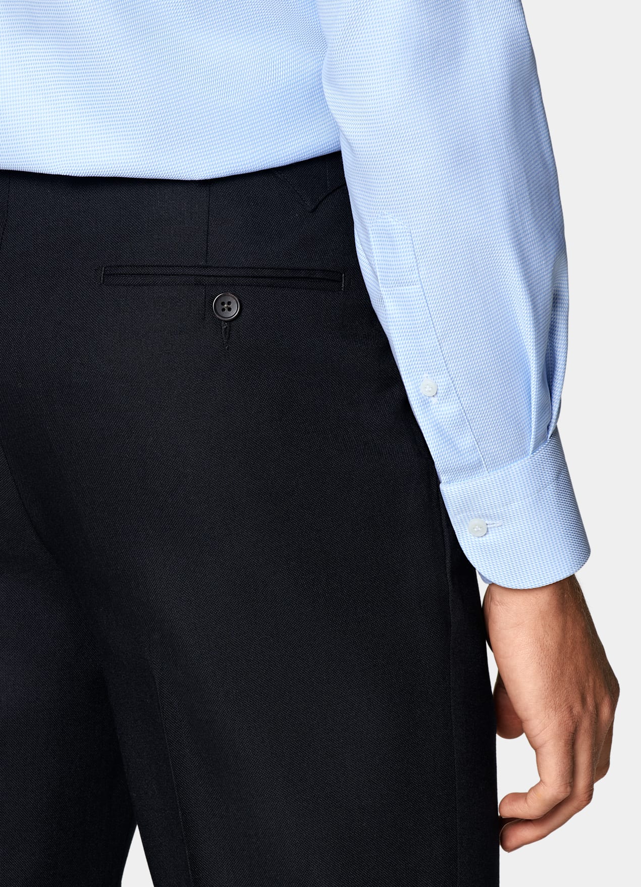 Chemise coupe ajustée en twill bleu clair pied-de-poule