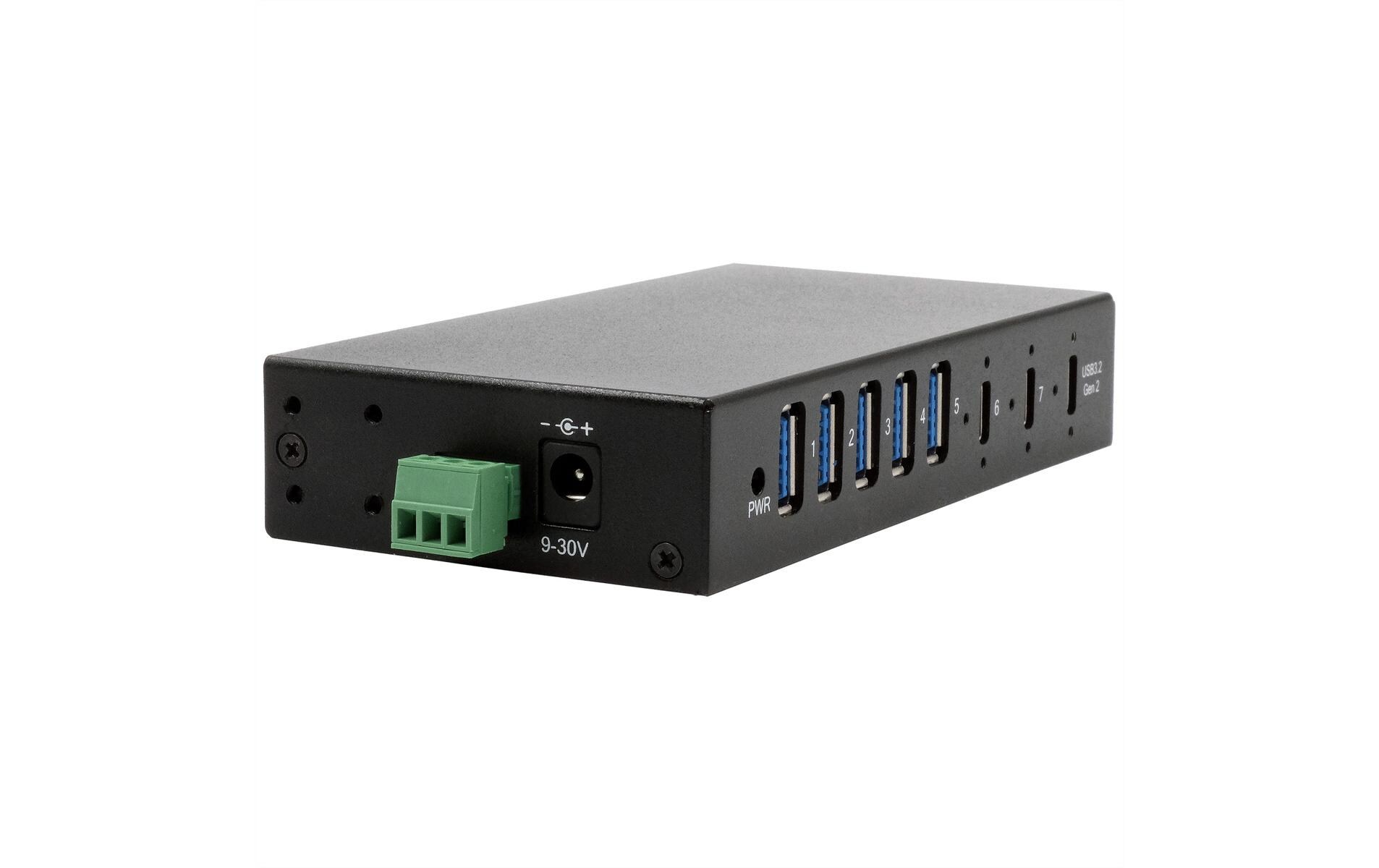 USB-Hub Industrial USB 3.2 Gen 2 x 1 Hub 7-Port<br>7-Port USB HUB für Tisch, Wand- und DIN-Rail Montage