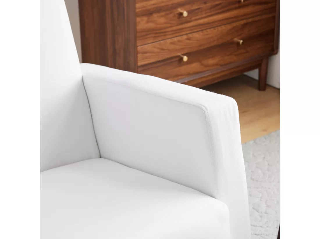 Chaise à bascule avec repose-pieds et poches - 65.5 x 84 x 92 cm - Éponge + fibres de polypropylène - Blanc