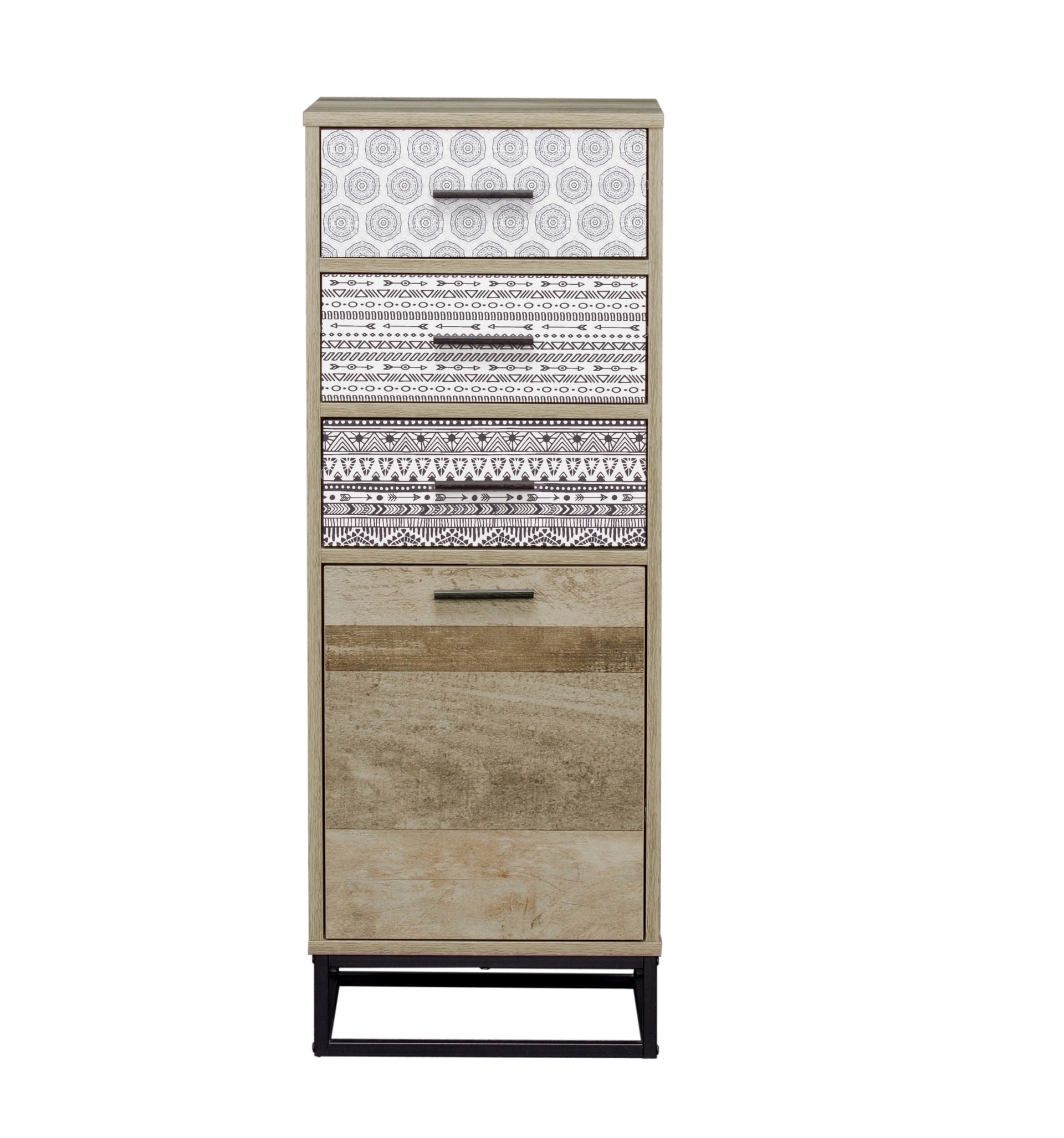 Kommode 39,5 x 106 cm natur/Dekorfolie grau gemustert