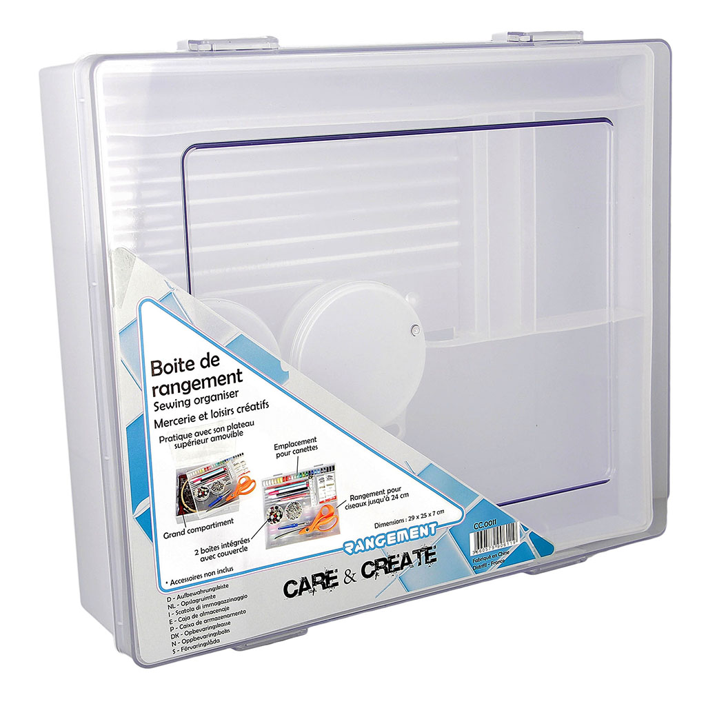 Boite de rangement avec compartiments transparente 29x7x25cm