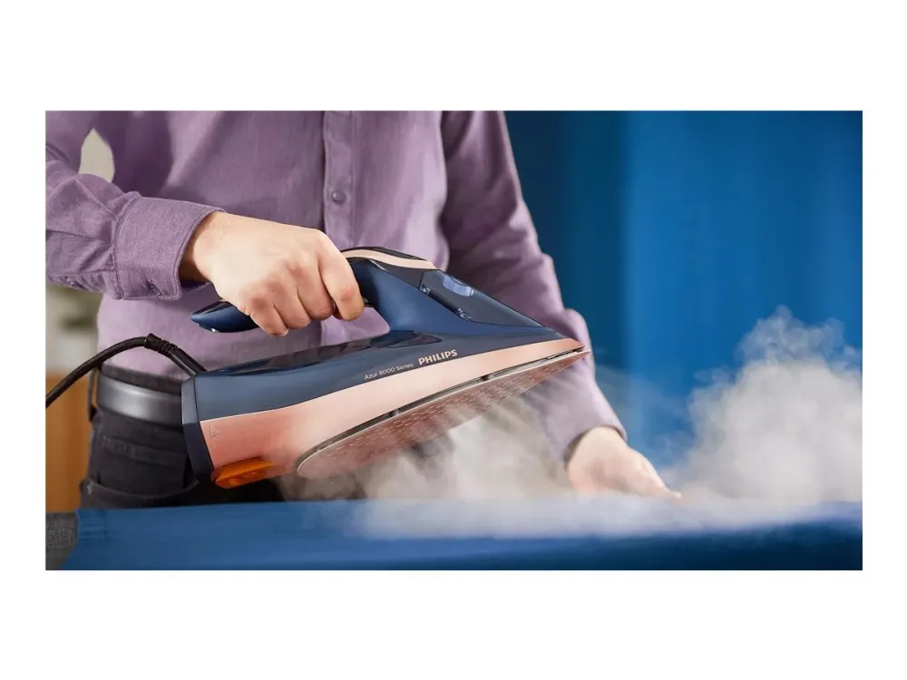 Philips Azur 8000 Series DST8050 - Dampstrygejern med automatisk afbrydelse - såleplade: SteamGlide Elite - 3000 W - mørkeblå