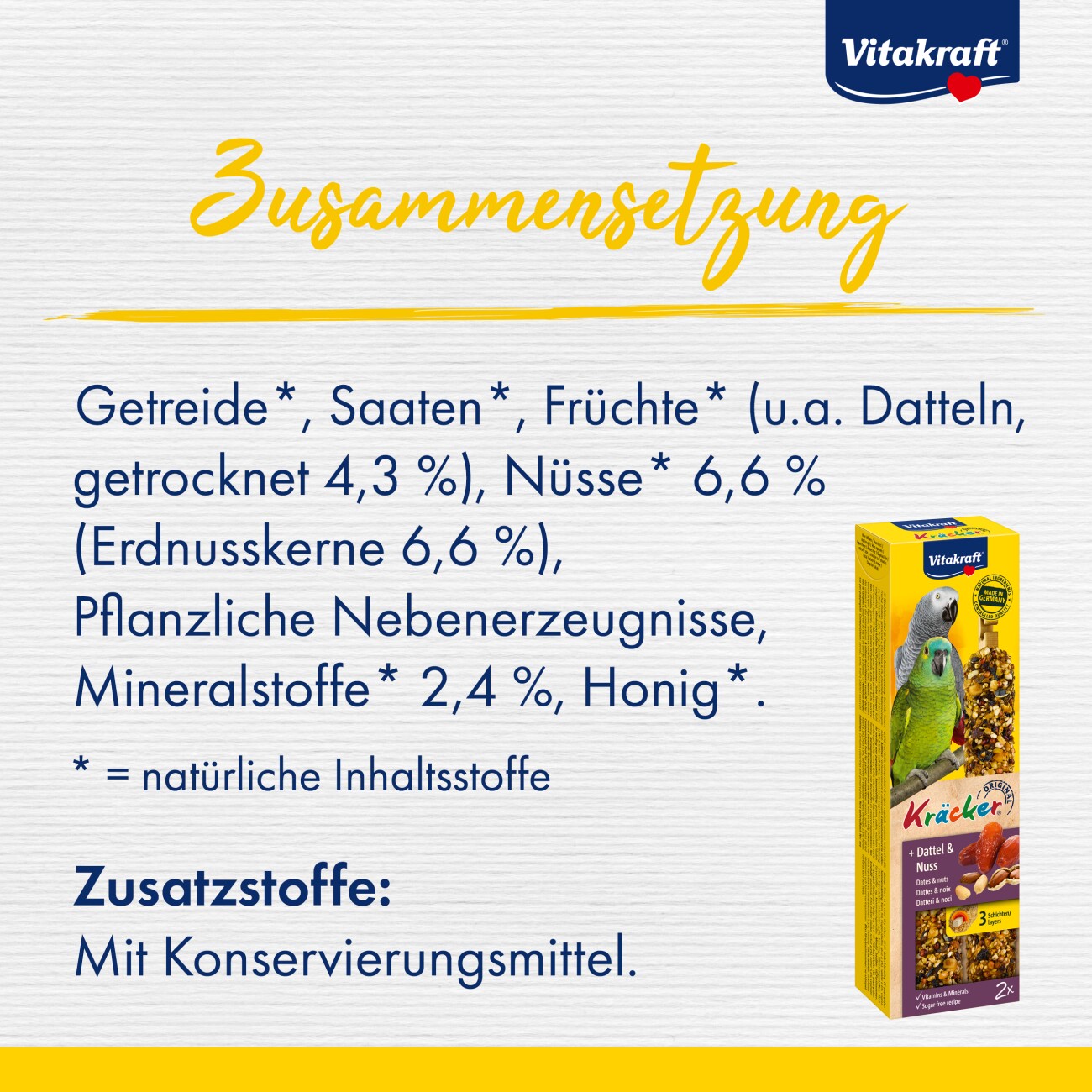 Vitakraft Papageien Kräcker 4x2er Dattel-Nuss