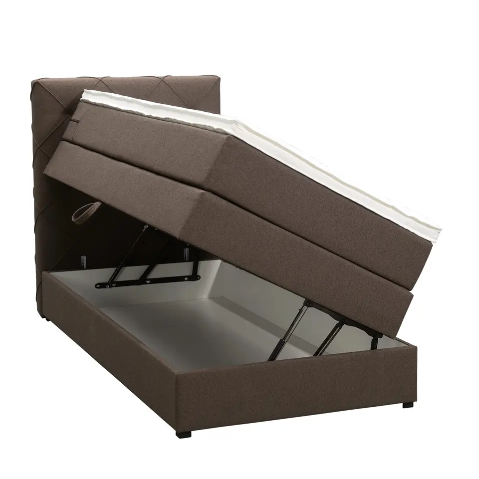 Boxspring met opbergruimte Liv geruit - donkerbruin - 90x200 cm