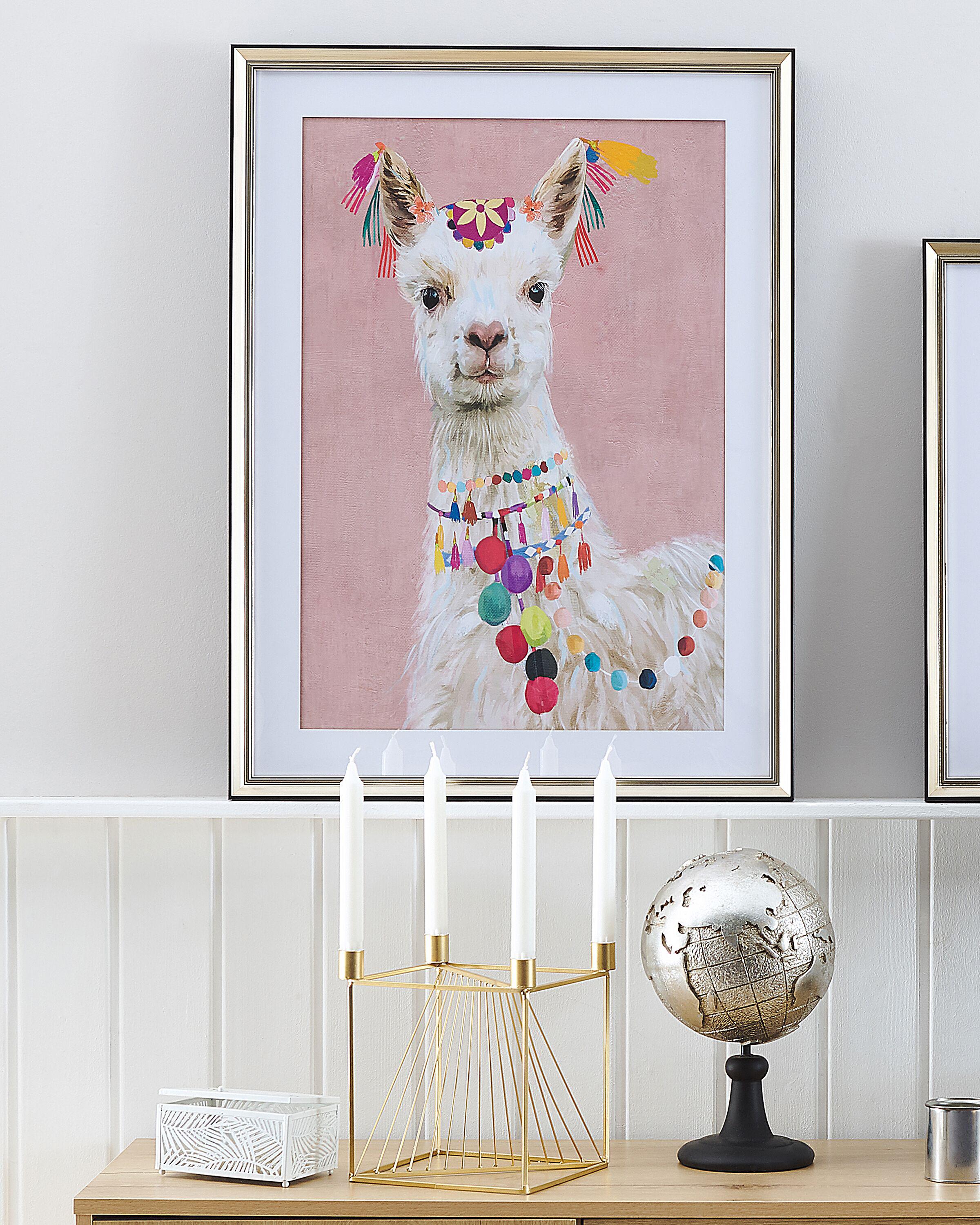 Ingelijste afbeelding BALALA Dieren motief 60 x 80 cm Roze