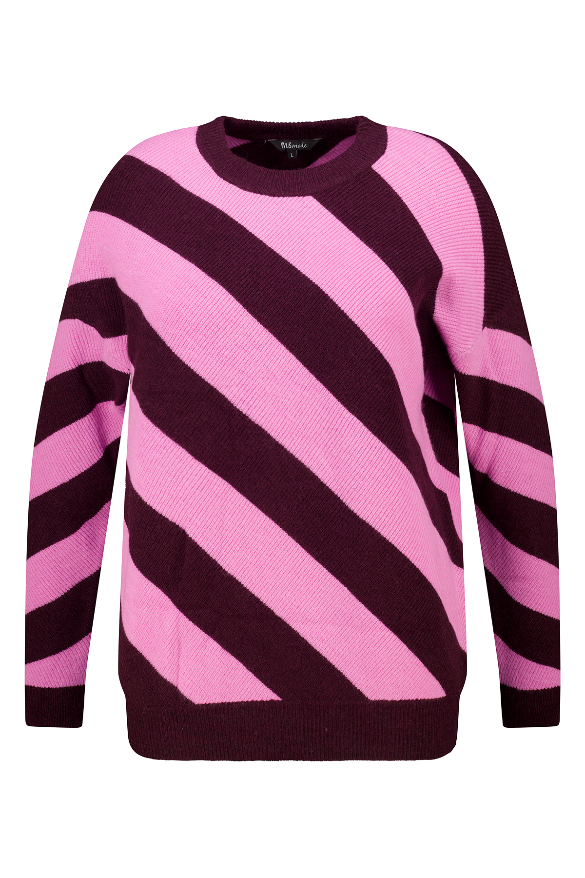 Trui met diagonale strepen Multi Pink