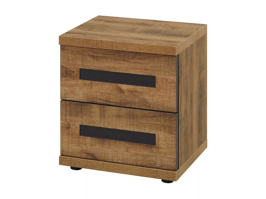 CANDAS - Chambre 160x200cm + Chevets + Commode Effet Bois
