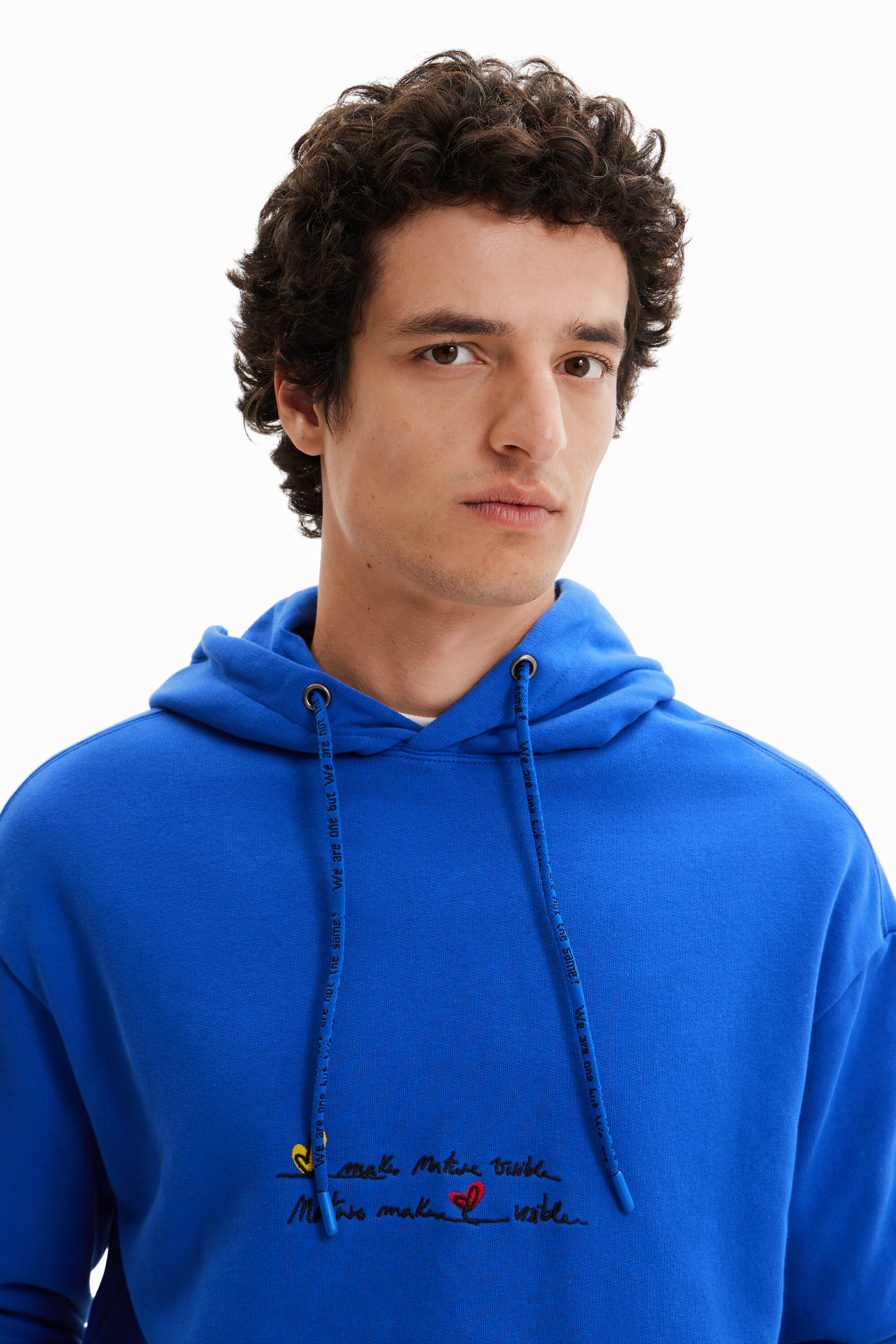 Sweat-shirt capuche message brodé