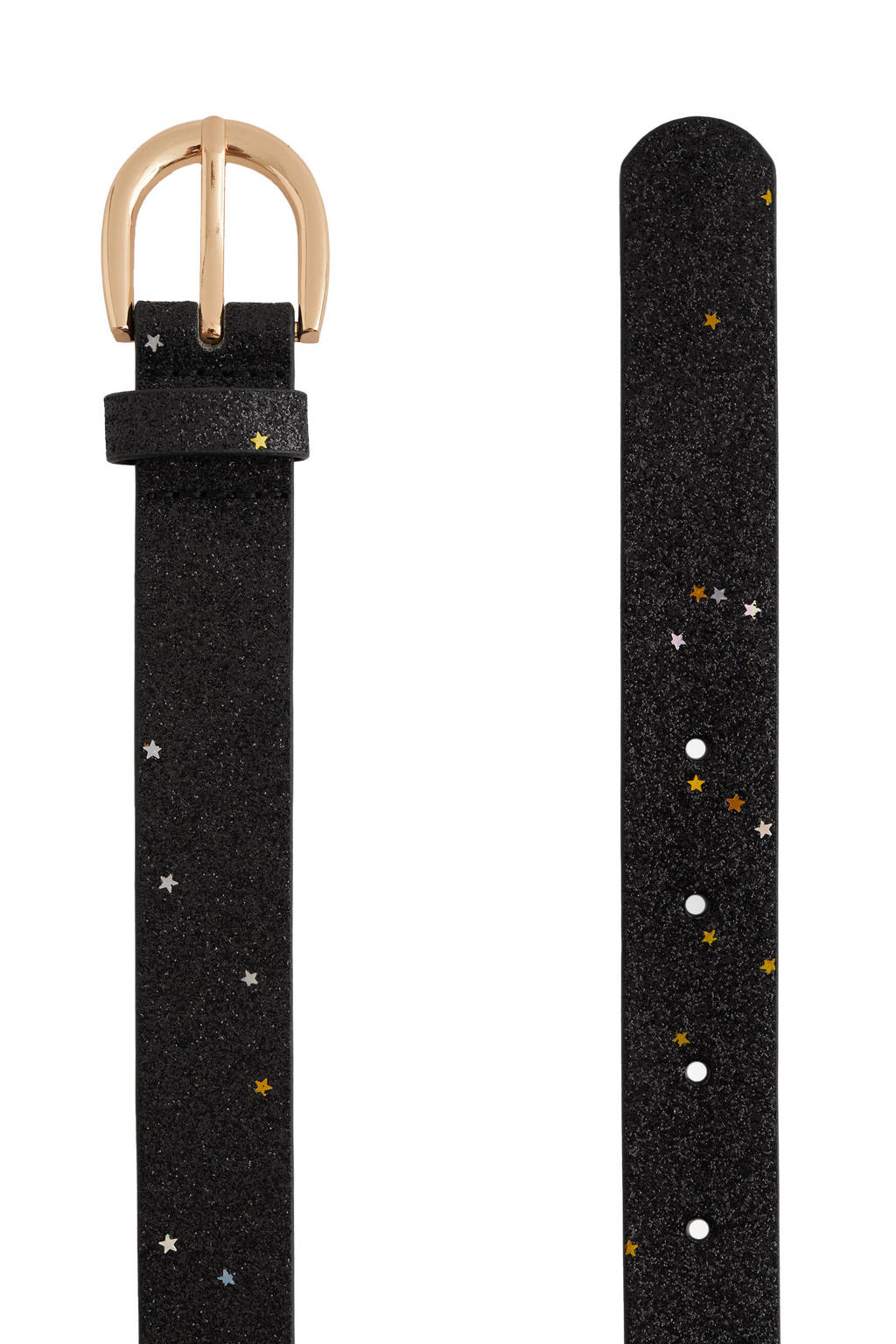 WE Fashion riem met sterrenprint zwart