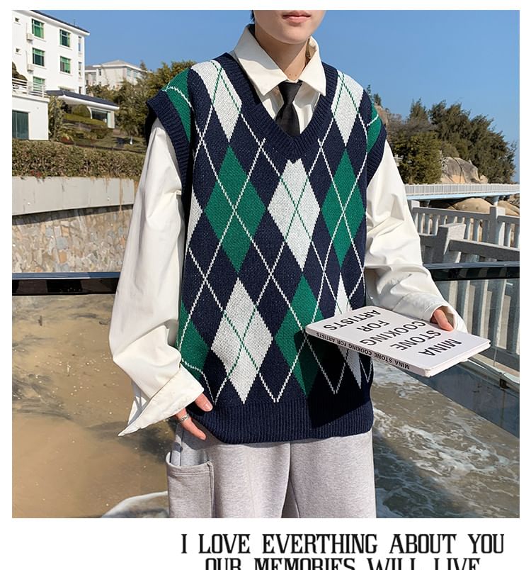 Trimecca - Argyle Print Trui Vest