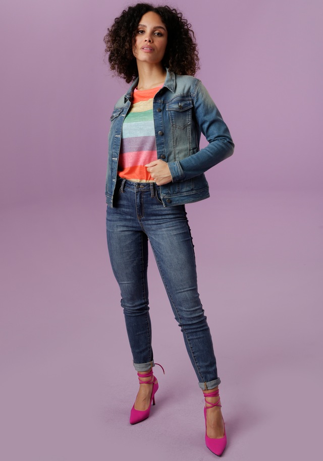 Aniston CASUAL Jeansjacke in Used-Waschung
