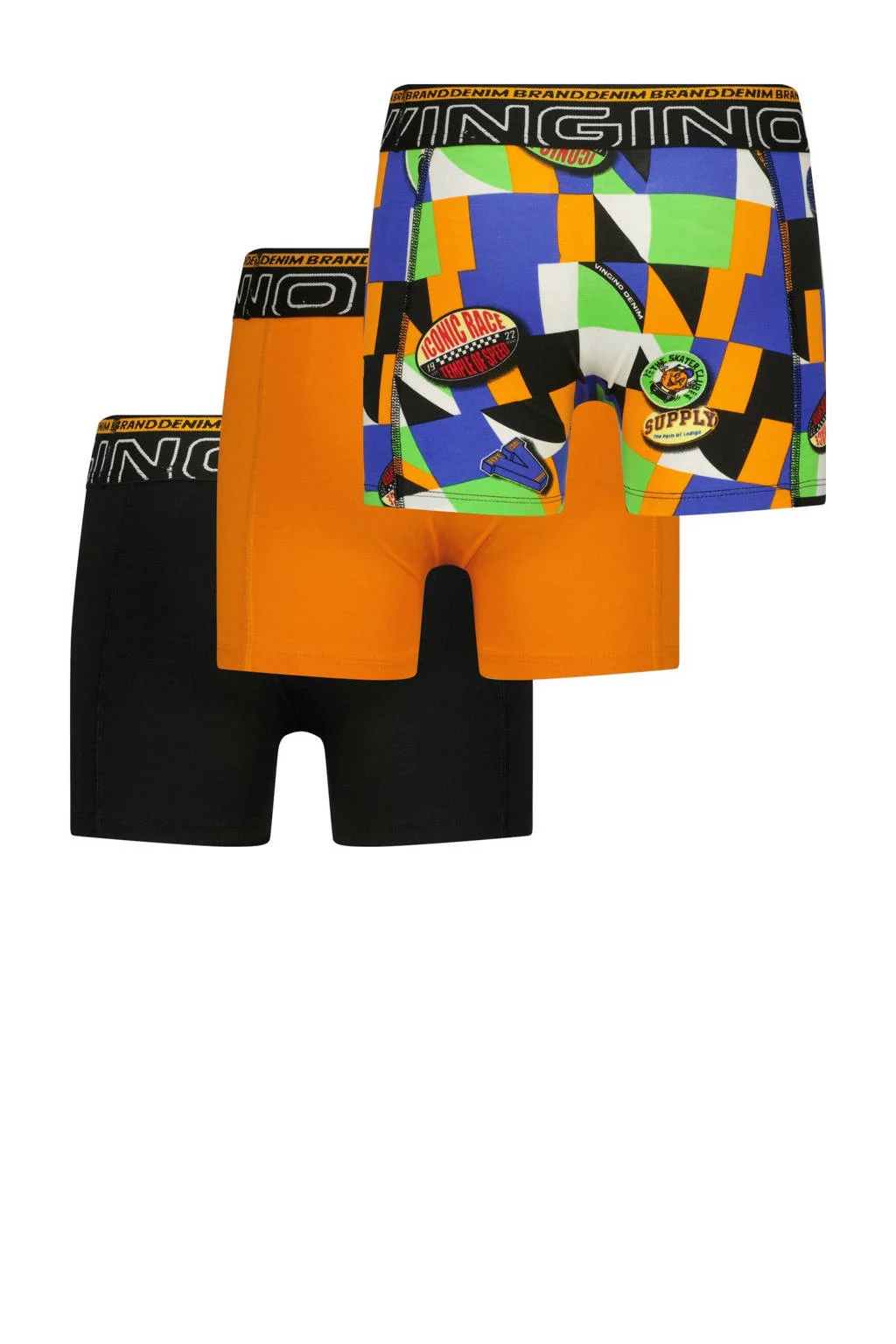 Vingino boxershort - set van 3 zwart/oranje/groen