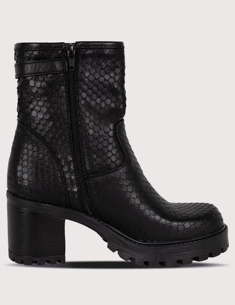 PAOYAMA BOTTINES TALON COURT CUIR CILDA NOIR