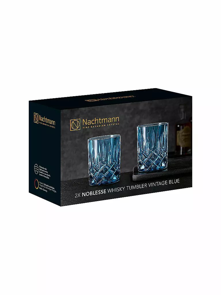 NACHTMANN Whiskeyglas 2er Set Noblesse Vintage Blue 295ml blau