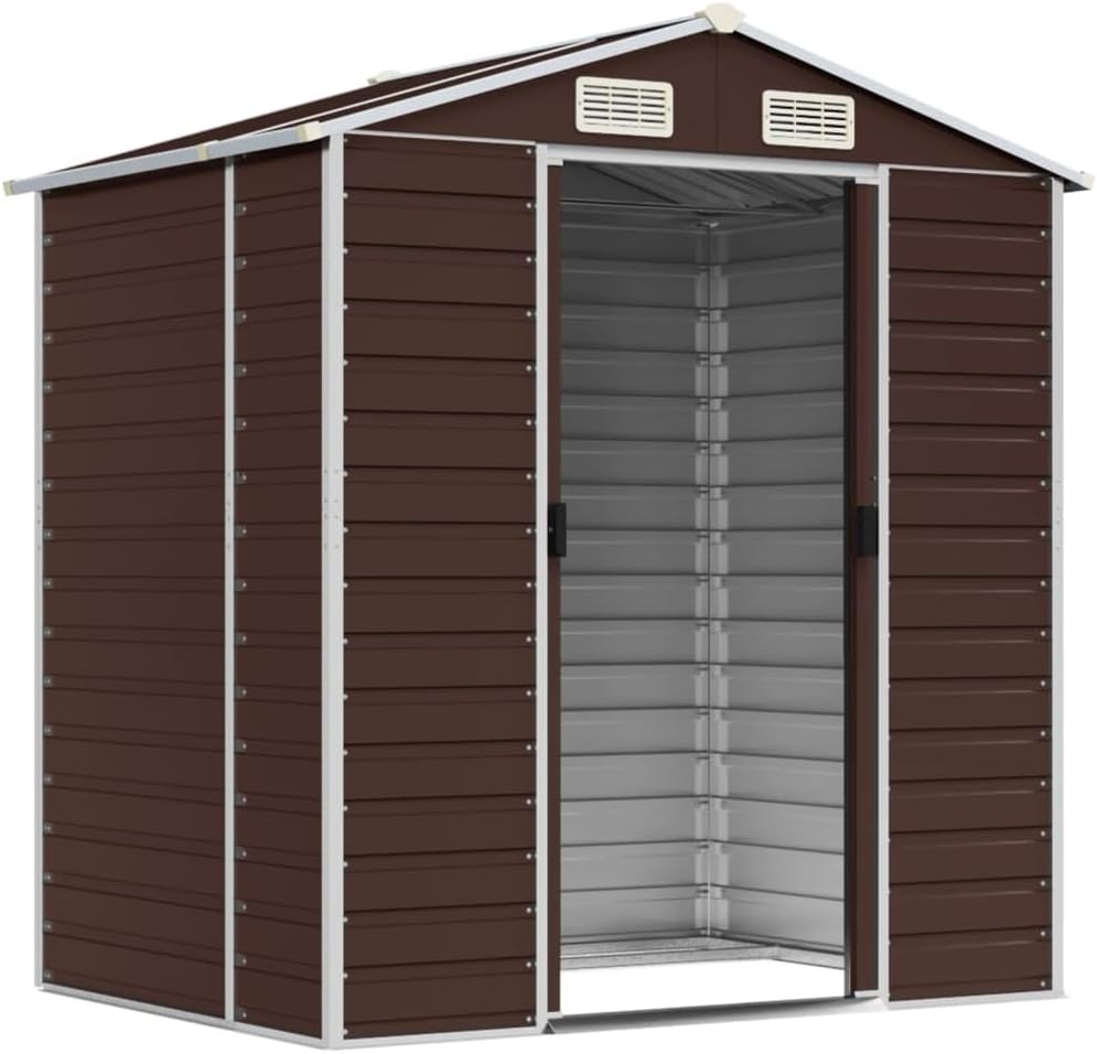 vidaXL Gerätehaus Braun 191x130x198 cm Verzinkter Stahl