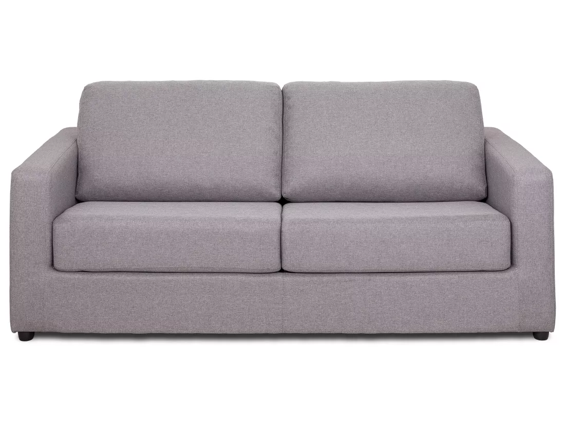 Canapé 3 places convertible express en tissu gris - Couchage 140 cm - Matelas 14 cm DONETO