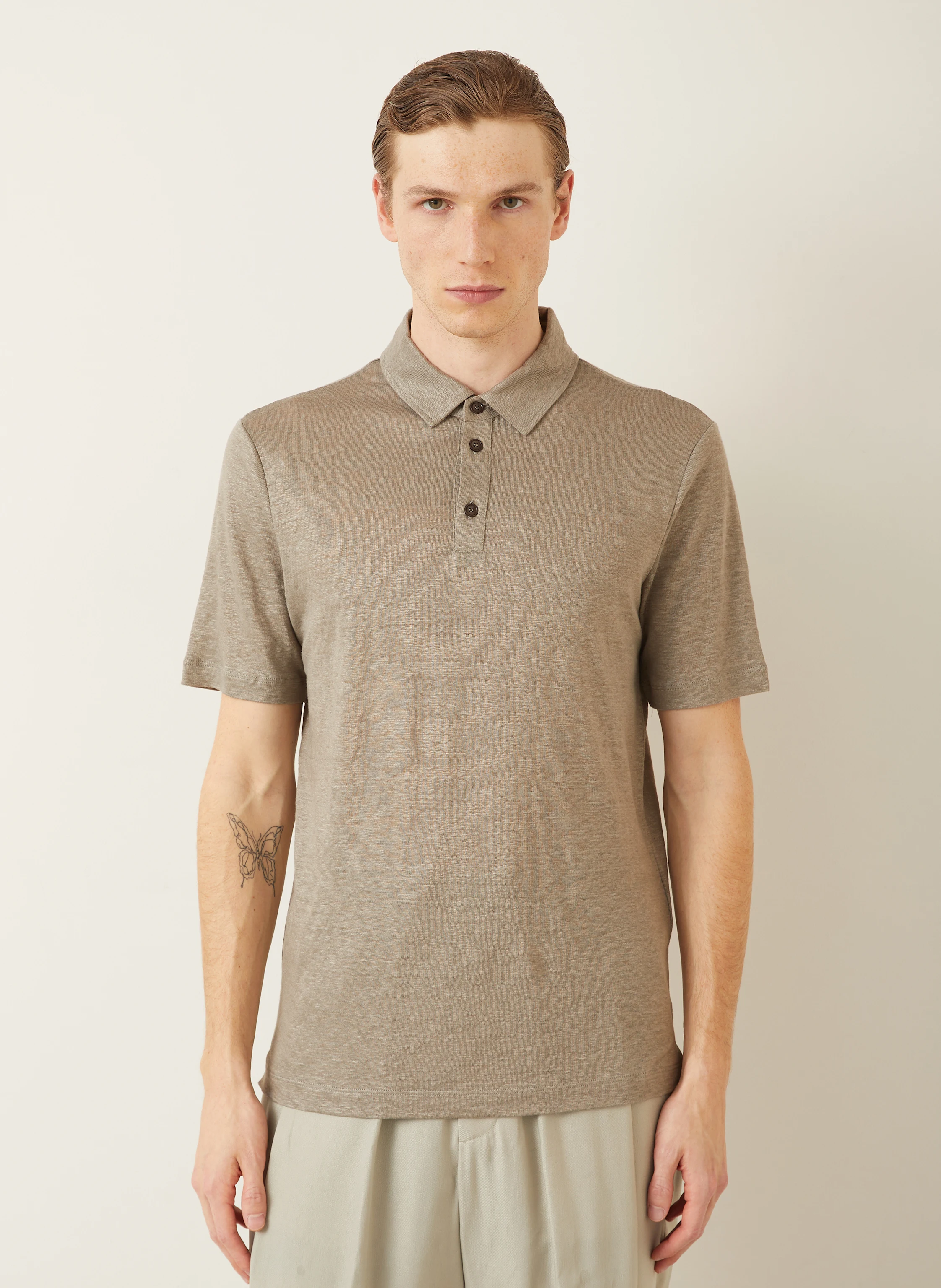 GIORGIO ARMANI Jersey-Poloshirt aus Leinen