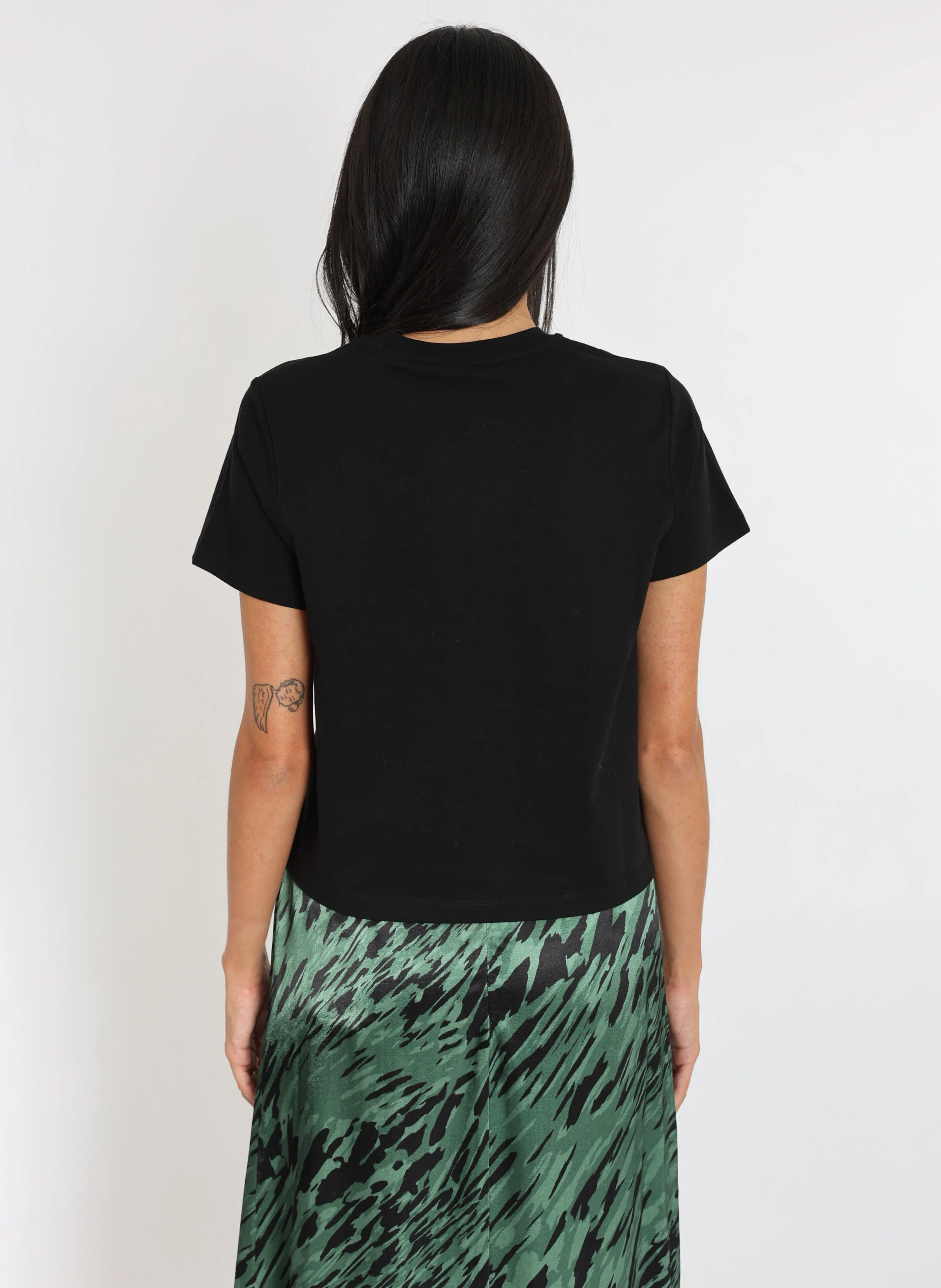 NINA - Tee-shirt col rond en coton | Noir