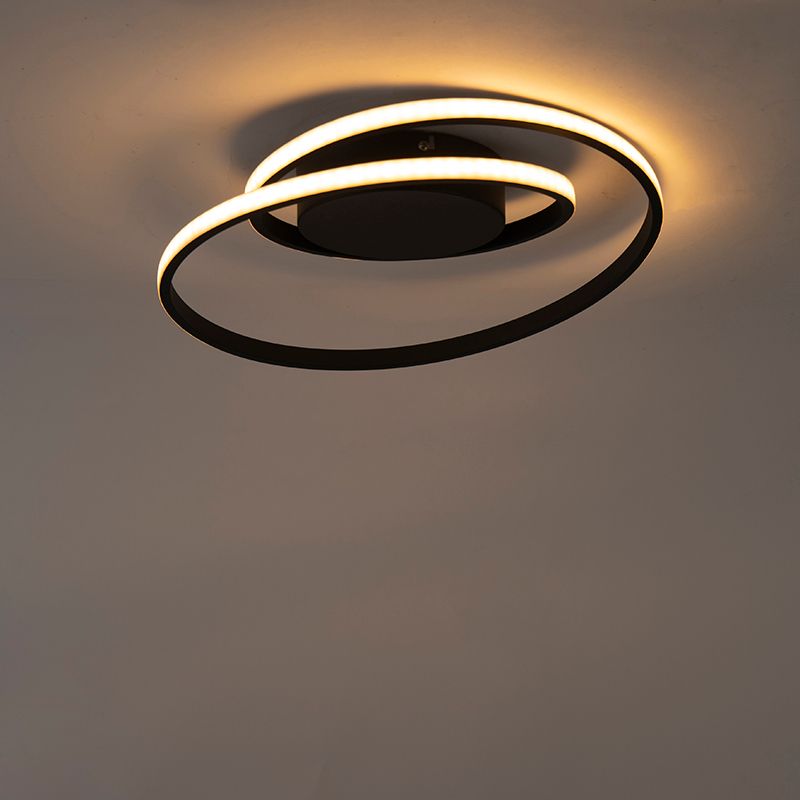 Design plafonnière zwart incl. LED 3-staps dimbaar - Krula