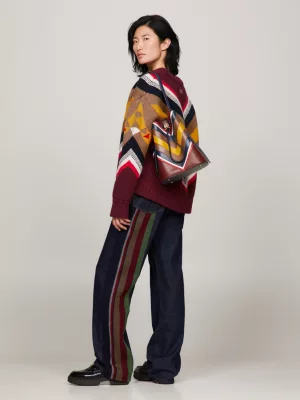 Bolsa tipo saco Tommy x Pendleton Valley Stripe em couro