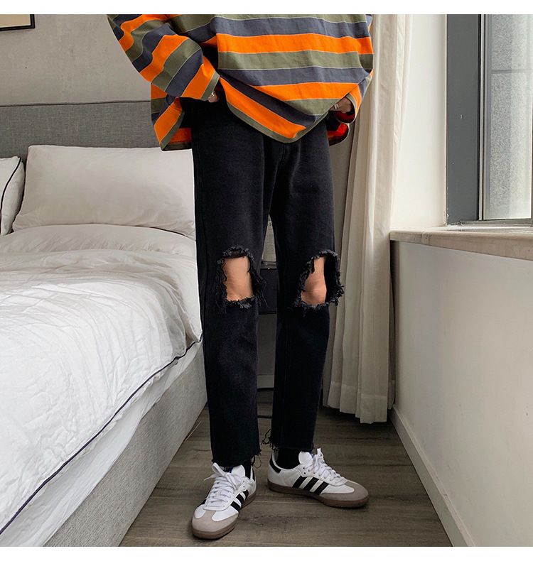 POSI - Versleten cropped straight leg jeans