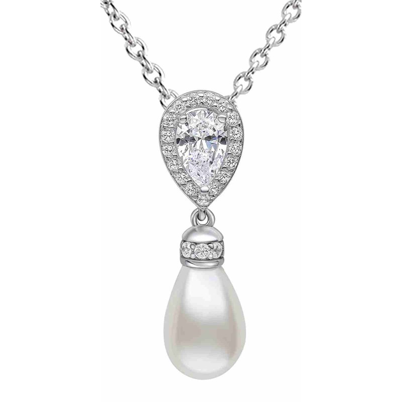 Collier perle et zirconium en argent 925