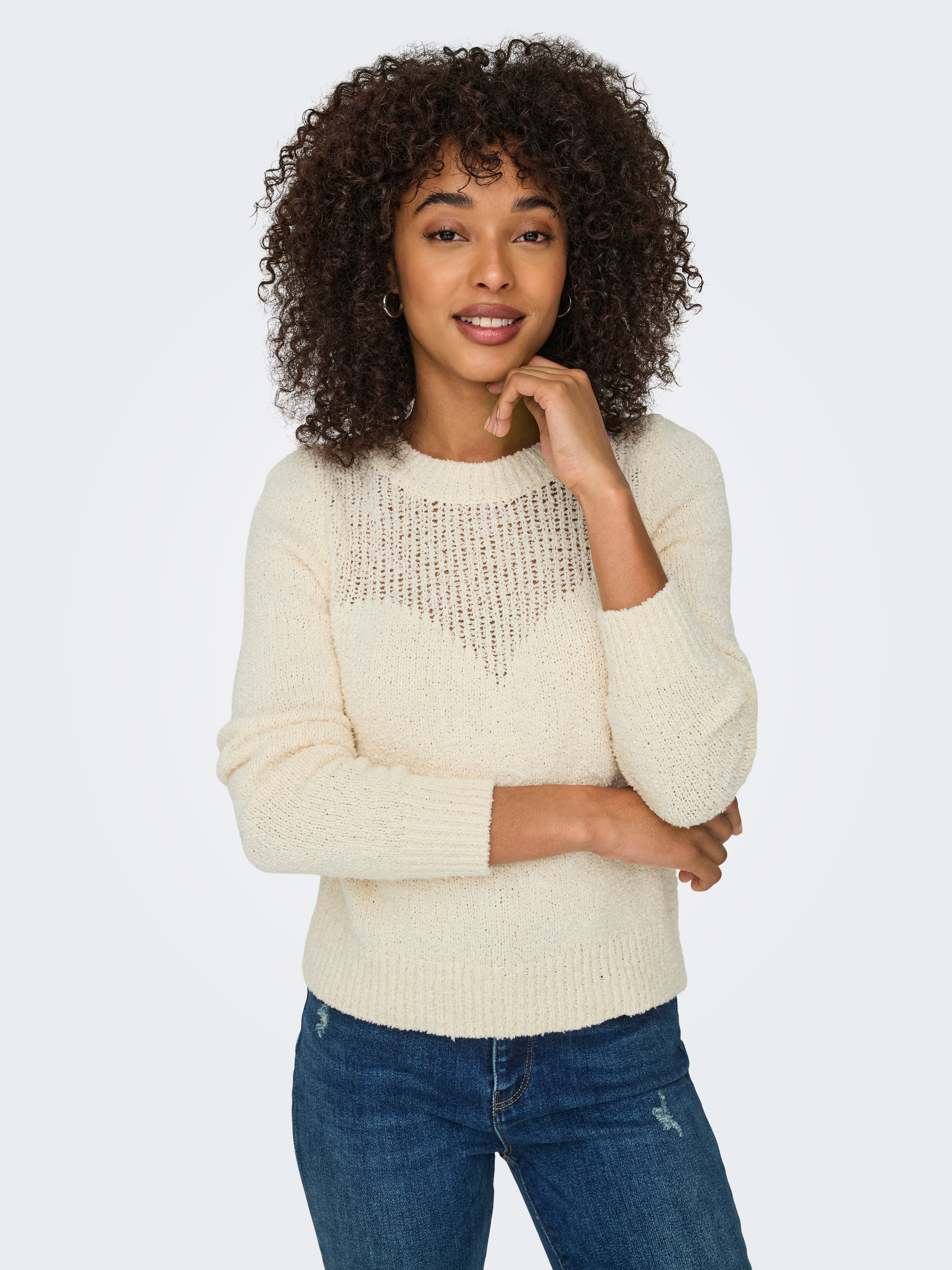 ONLEMIRA Strickpullover Ecru