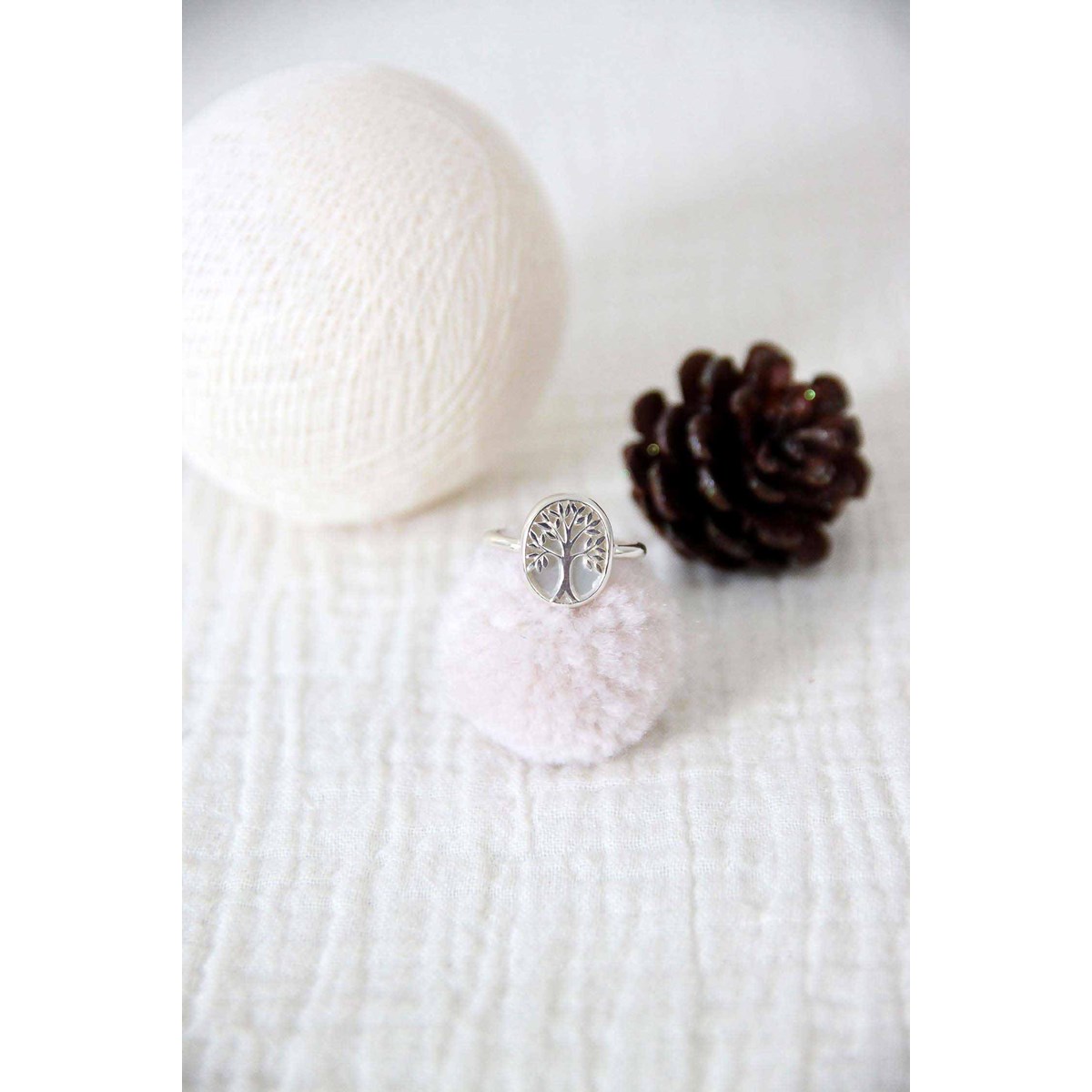 Bague Argent 925 Arbre de Vie avec Nacre Blanche Naturelle - Cadeau Fête des Mères | Bijoux Aden