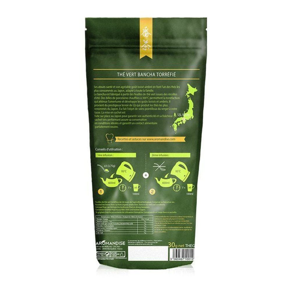 Thé vert bio japonais bancha hojicha 30 g