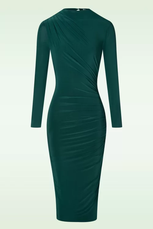 Vintage Chic for Topvintage Vive slinky pencil jurk in bosgroen
