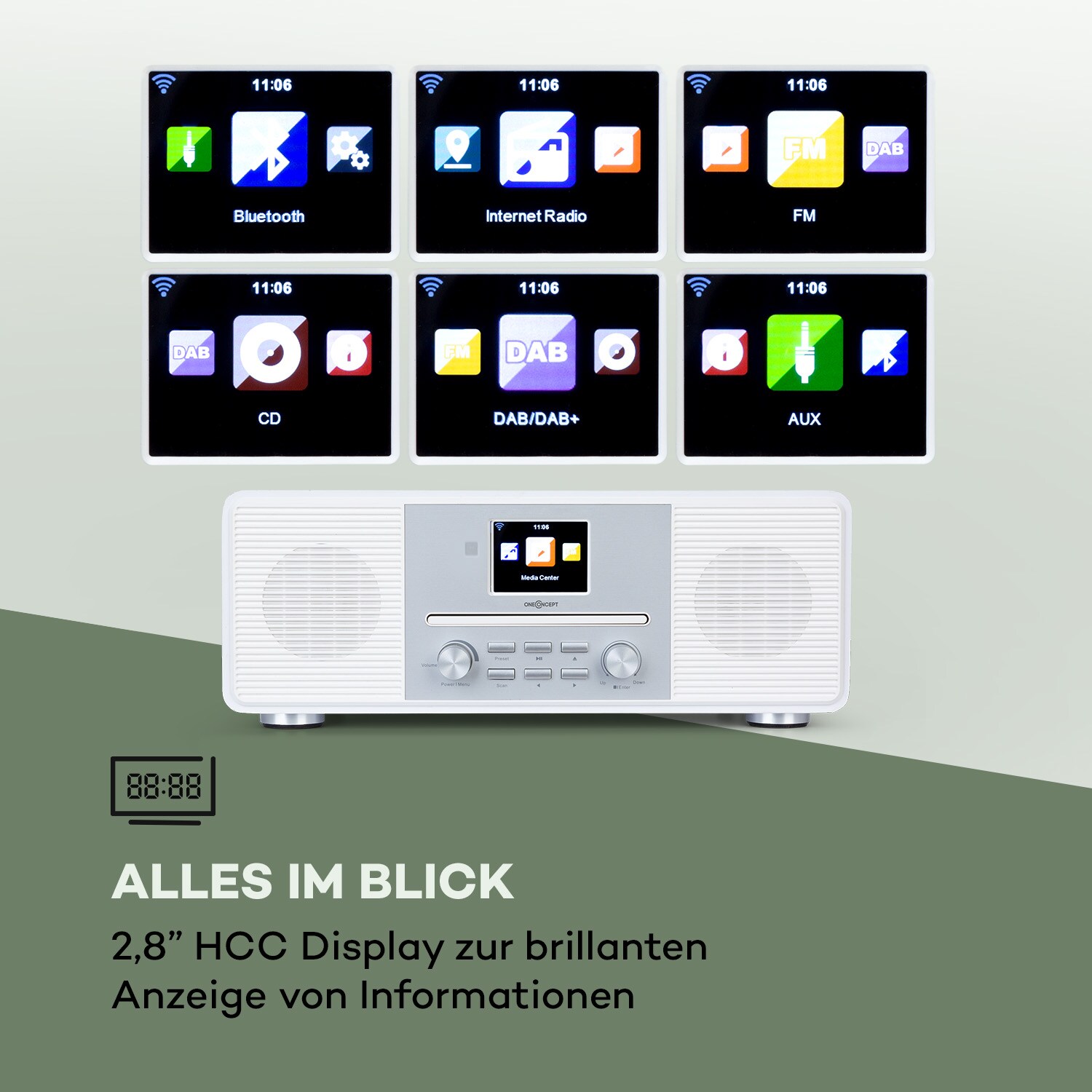 Streamo CD Internetradio 2x10W WLAN DAB+ UKW CD-Player BT weiß Weiß