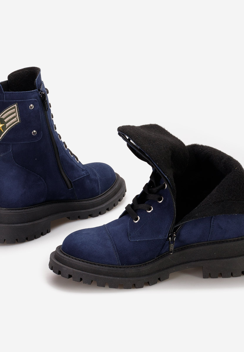 Bottines à lacets femme en cuir marine Navara V2