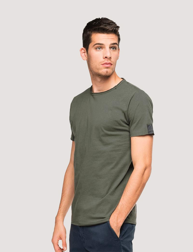 REPLAY T-SHIRT HOMME MANCHES COURTES BASIC COL ROND ANTHRACITE